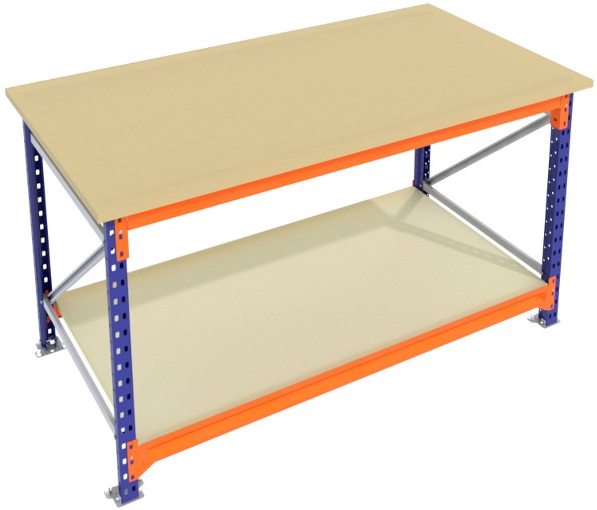 Werkbank & Inpaktafel vast model Blauw 150cmx105cm - 2 niveaus (multiplex)