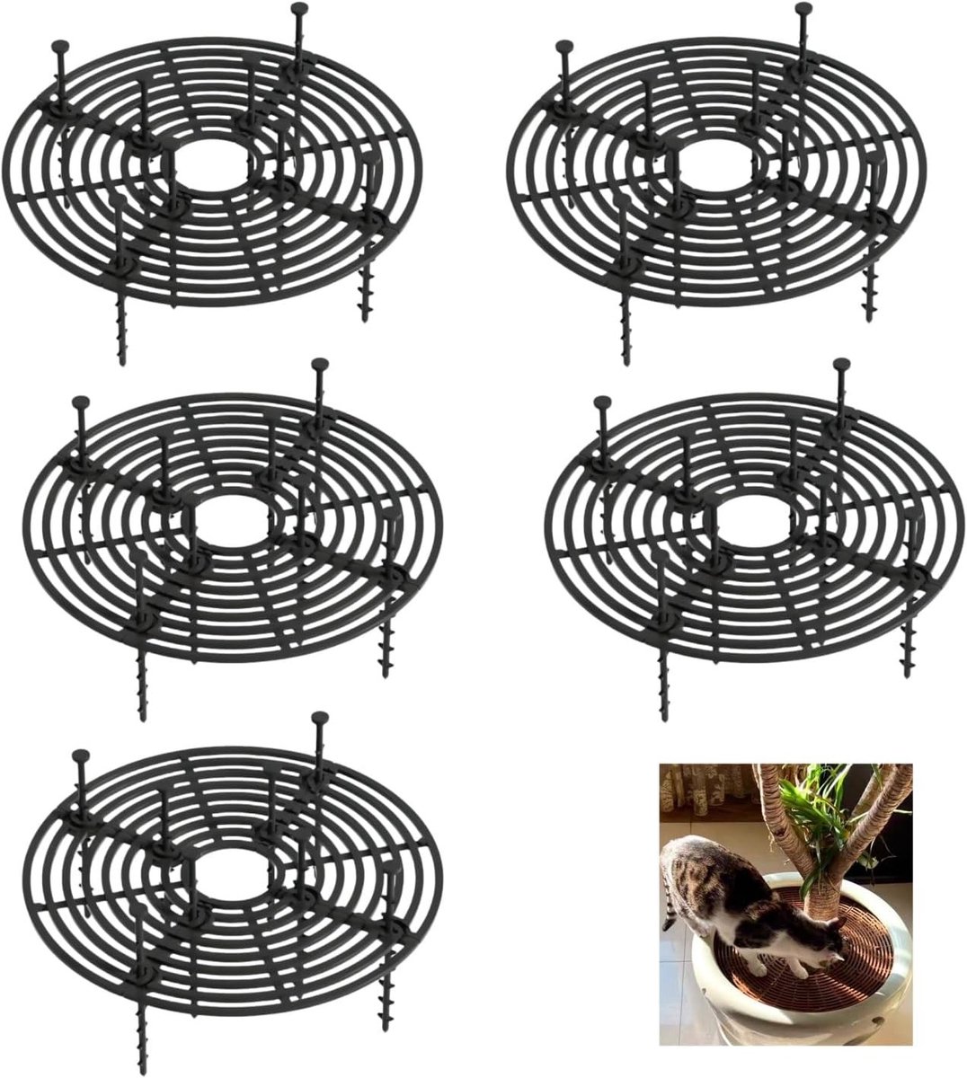 Set van 5 Dierenbeschermers voor Plantenpotten - 30 cm Plant Pot Covers met Openingen voor Bloemen en Bodembescherming