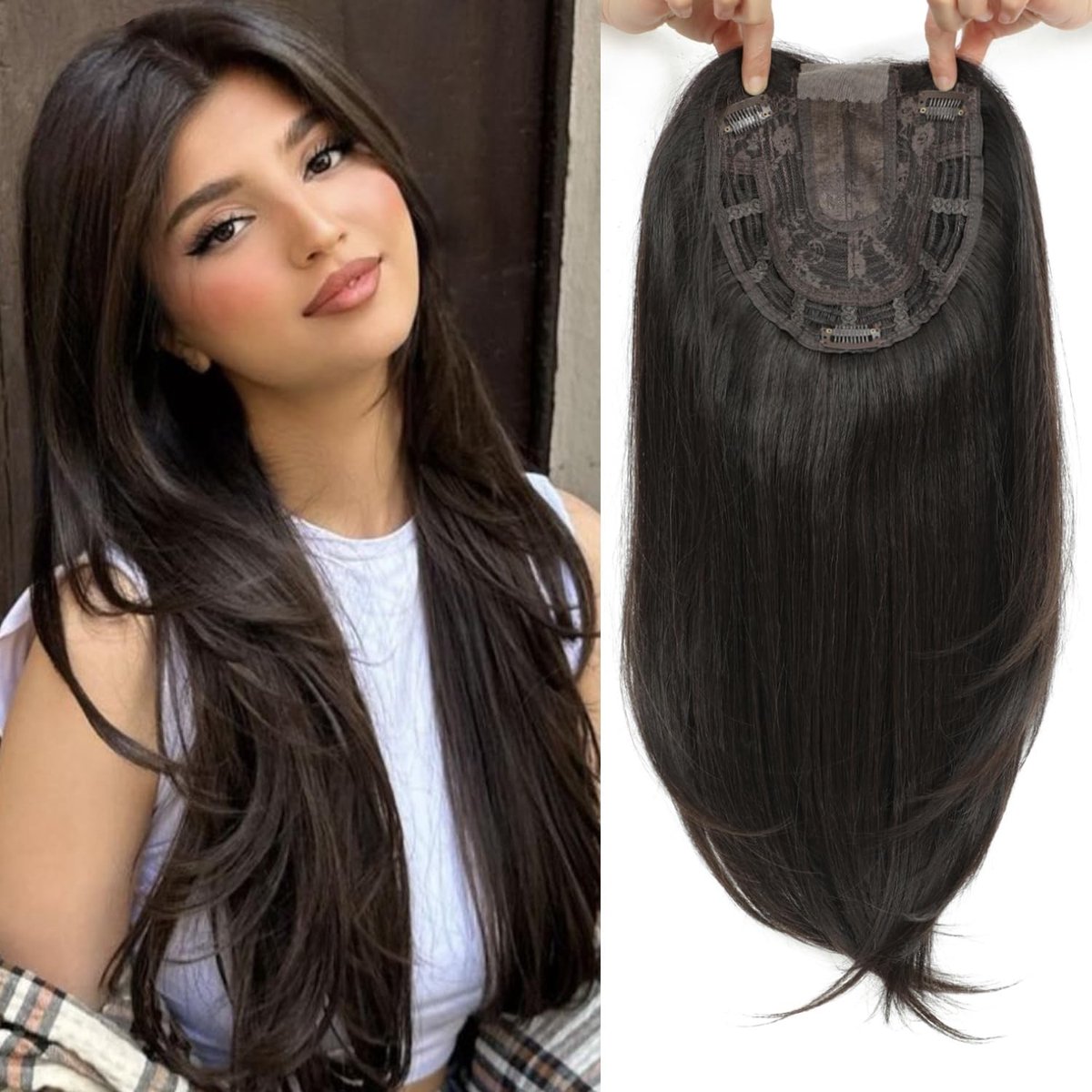 18 inch haarstukken voor dunner wordend haar, volume toevoegend haarstuk, natuurlijk recht haar, super zacht en realistisch, ideaal voor vrouwen