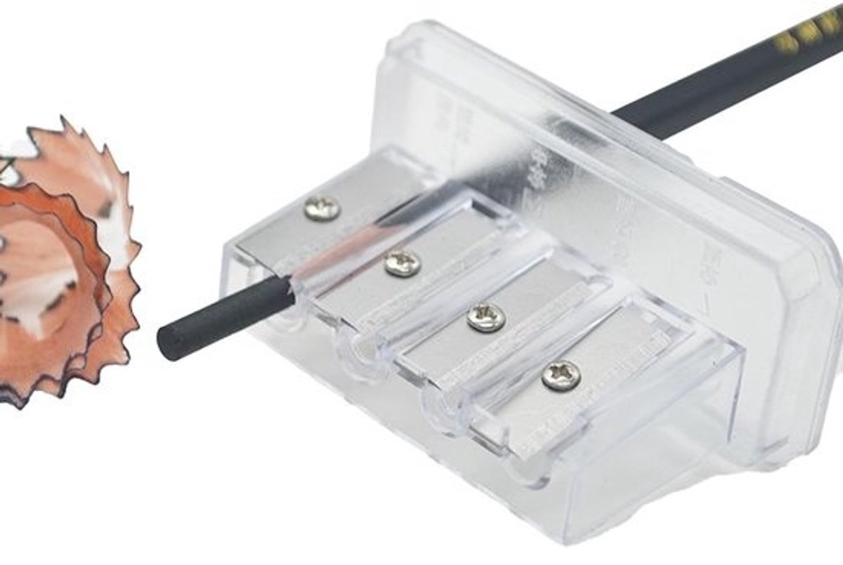 Potloodslijper Handleiding - Handheld Puntenslijper - Schetsen Tekenen - Vier Gaten Systeem - 6x6x3 cm - Transparant