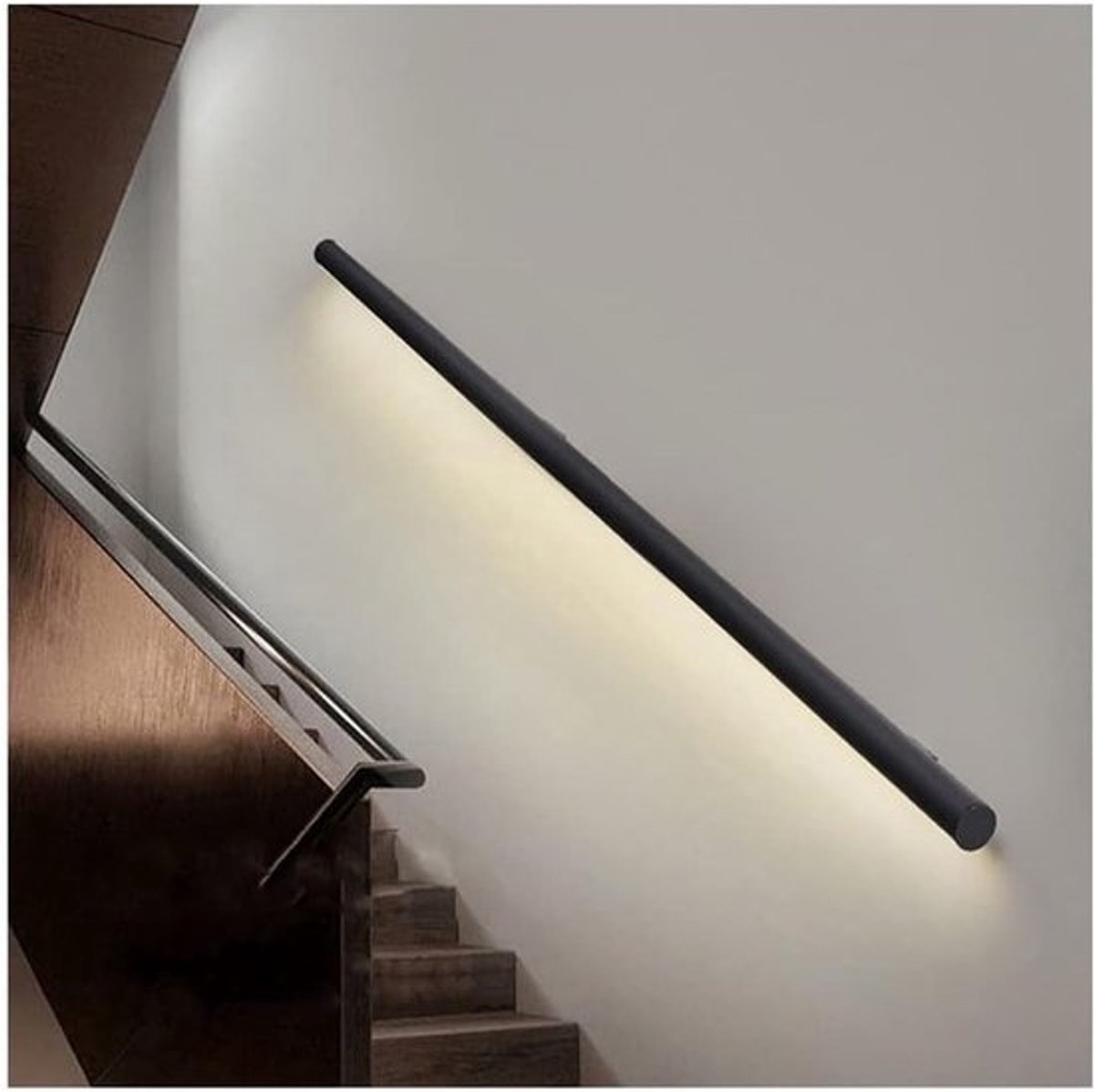 Led Aluminium Reling - Verlichte Trapleuning - Veiligheid Verhoging - Geïntegreerd Lichtkanaal - 50 cm - Zwart
