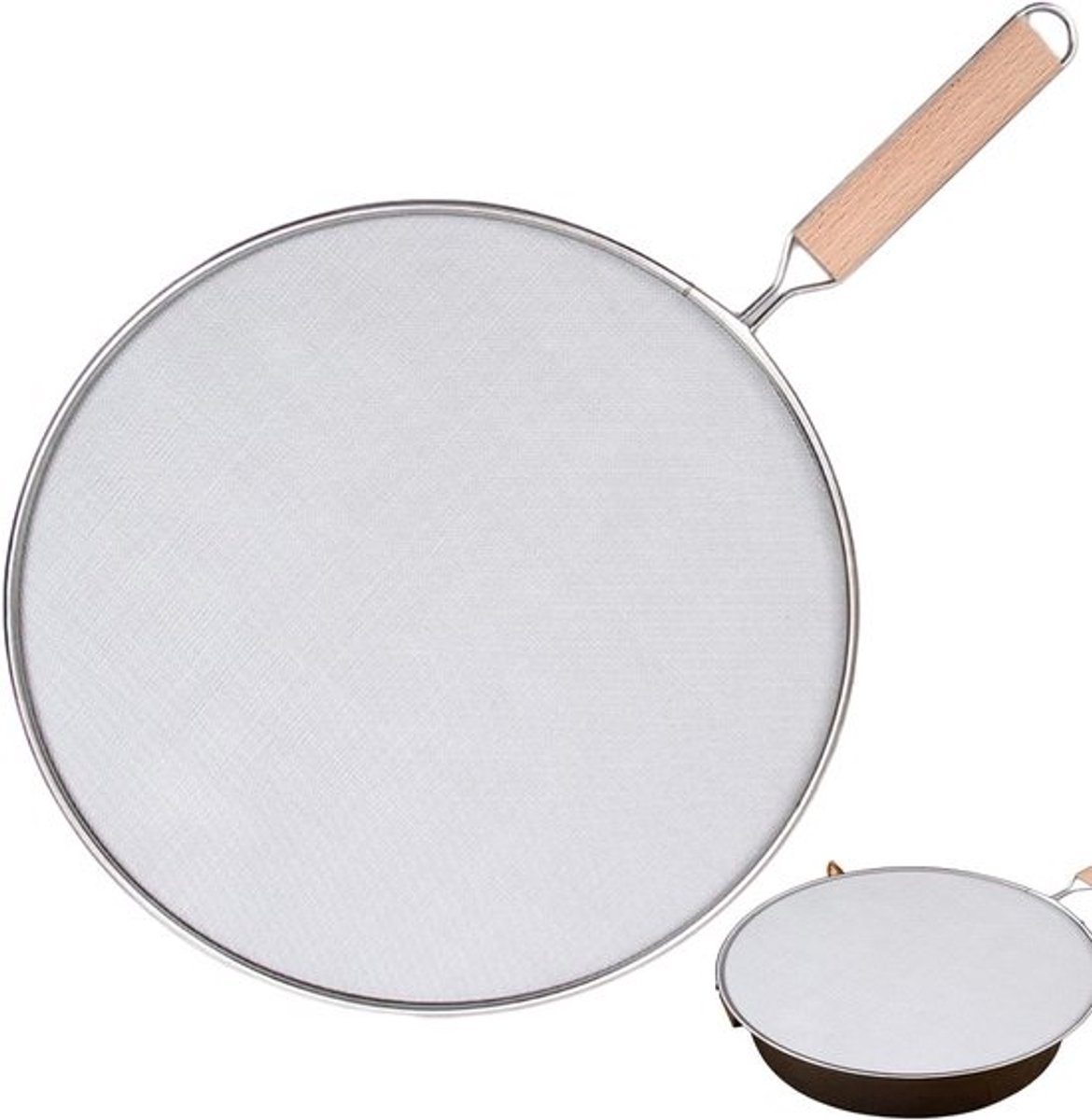 Vetspatscherm - Spatdeksel Koekenpan - Koken Zonder Vlekken - Fijn RVS Gaas - Tot 33 cm - Zilverkleurig
