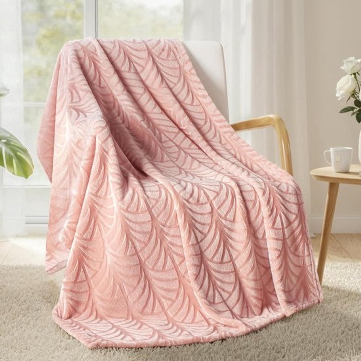Fleece Plaid Deken - Bank Plaid Woondeken - Gezelligheid Creëren - Zacht Flanellen Materiaal - 127 x 152 cm - Roze