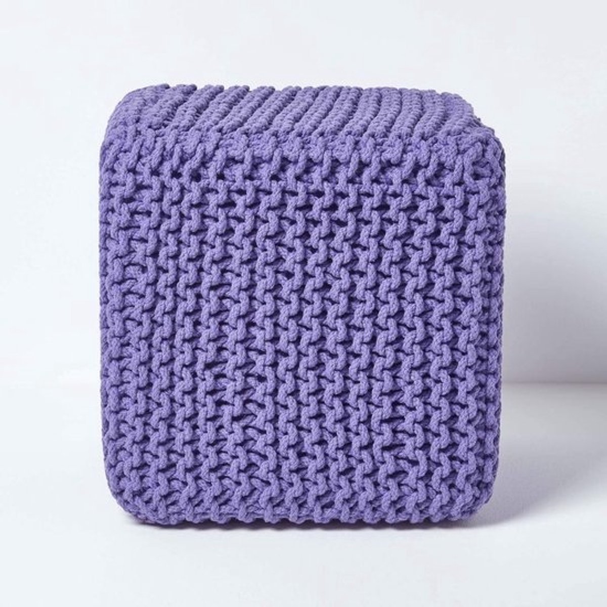Gebreide Zitpoef en Zitkubus in Lila - 35x35 cm, Comfortabele en Duurzame Poef voor Elk Interieur
