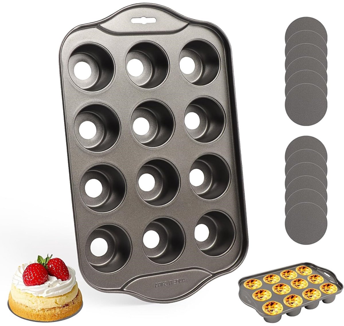 longziming - Bakblik Met Afneembare Bodem - Verwijderbare Taartvorm - Dessertpan - Eenvoudig Ontmolden - Roestvrij Staal Met Anti Aanbaklaag - Matzwarte Elegante Uitstraling - Veilig Voor Oven En Vriezer - 1 Stuks