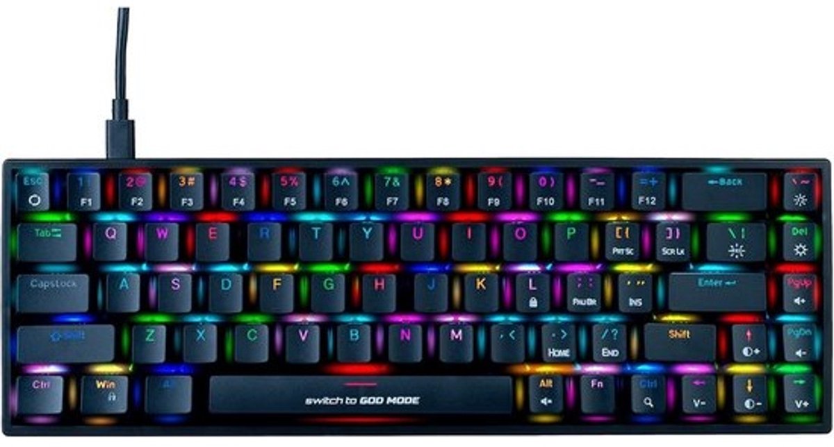 Compact Mechanisch Gaming Toetsenbord 68-toetsen RGB Inclusief Verwisselbare Switches