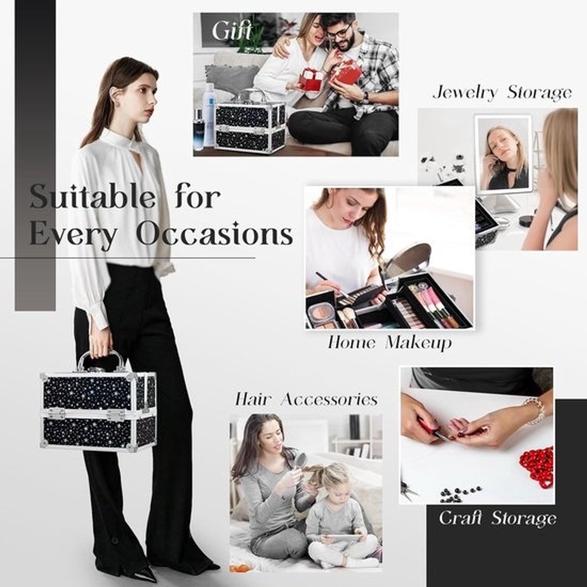 Draagbare Make-up Koffer met Slot - Cosmetische Opbergkoffer en Organizer voor Reis en Nagelartikelen