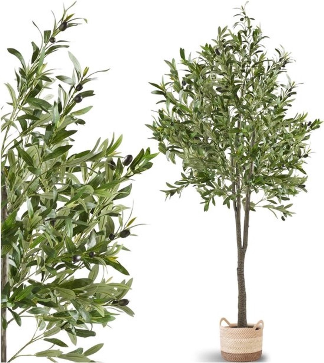 Realistische Kunst Olijfboom 180 cm voor Binnen, Onderhoudsvrije Decoratieplant
