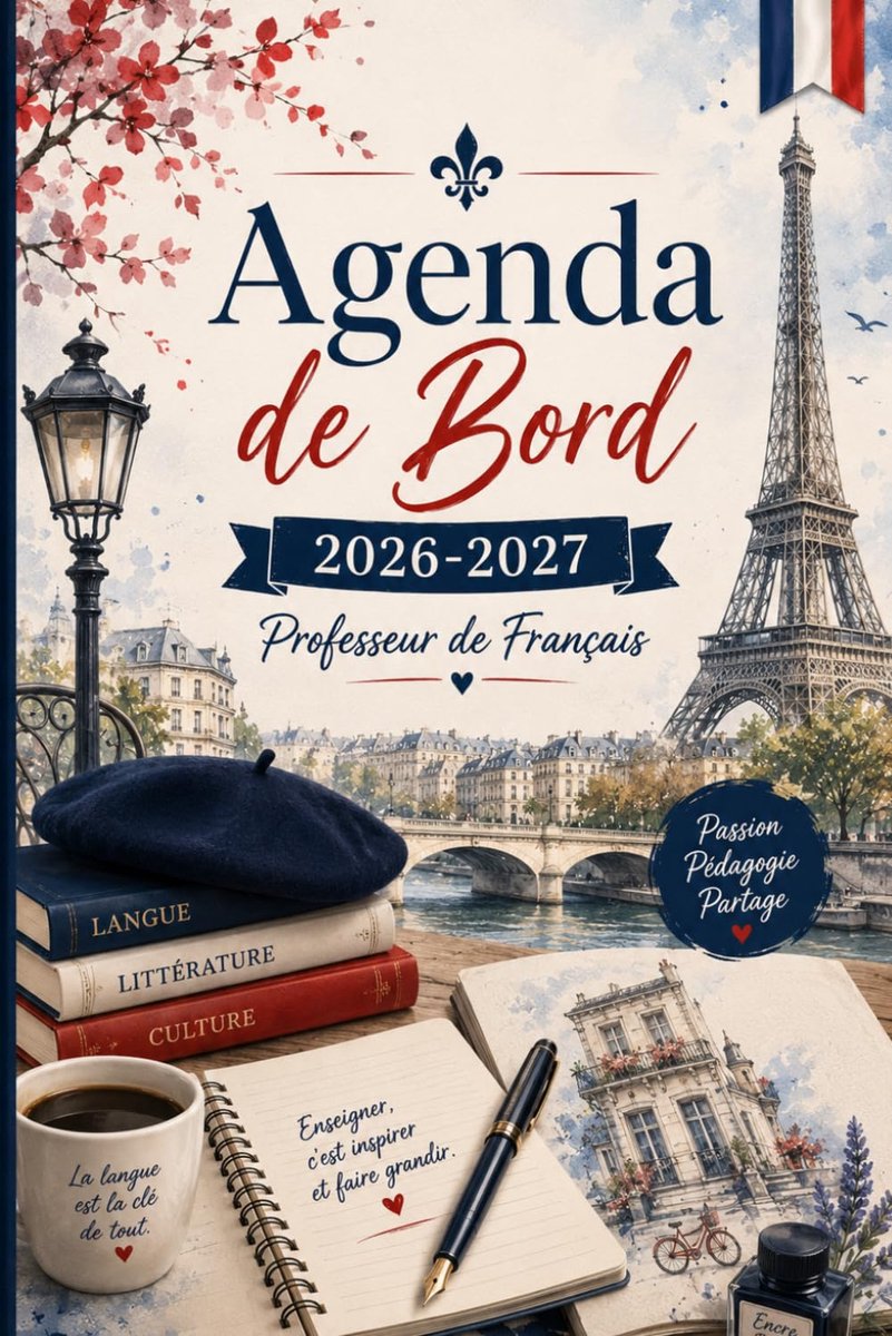 Agenda de Bord 2026-2027 – Professeur de Français: Planificateur scolaire complet avec calendrier, emploi du temps - ShopVlot