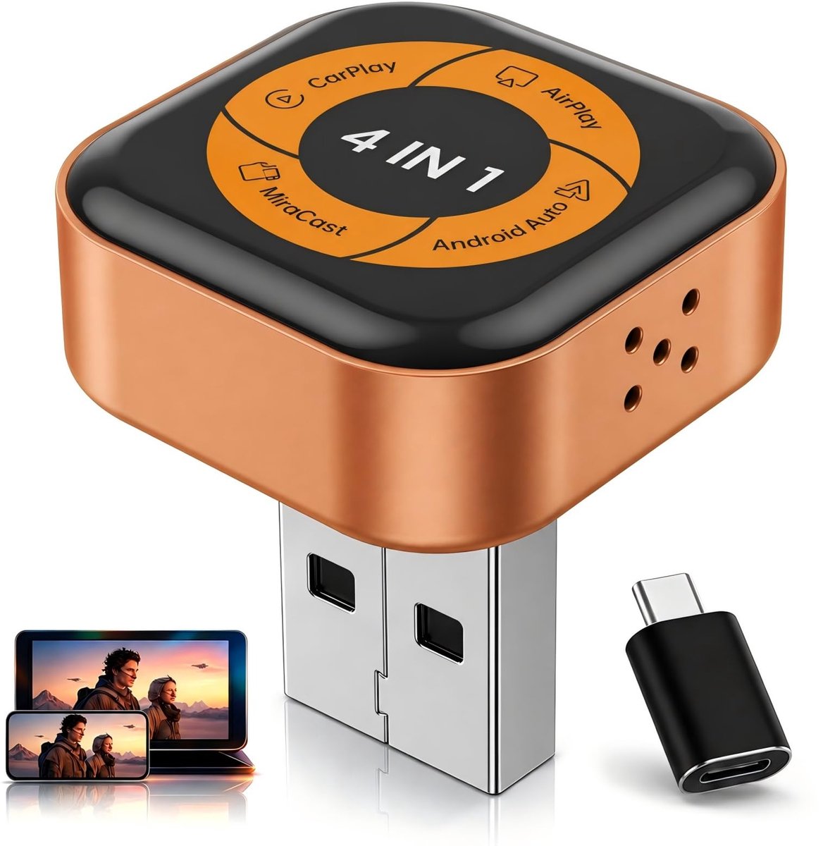 4-in-1 draadloze CarPlay-adapter voor AirPlay MirrorLink schermspiegeling - ShopVlot