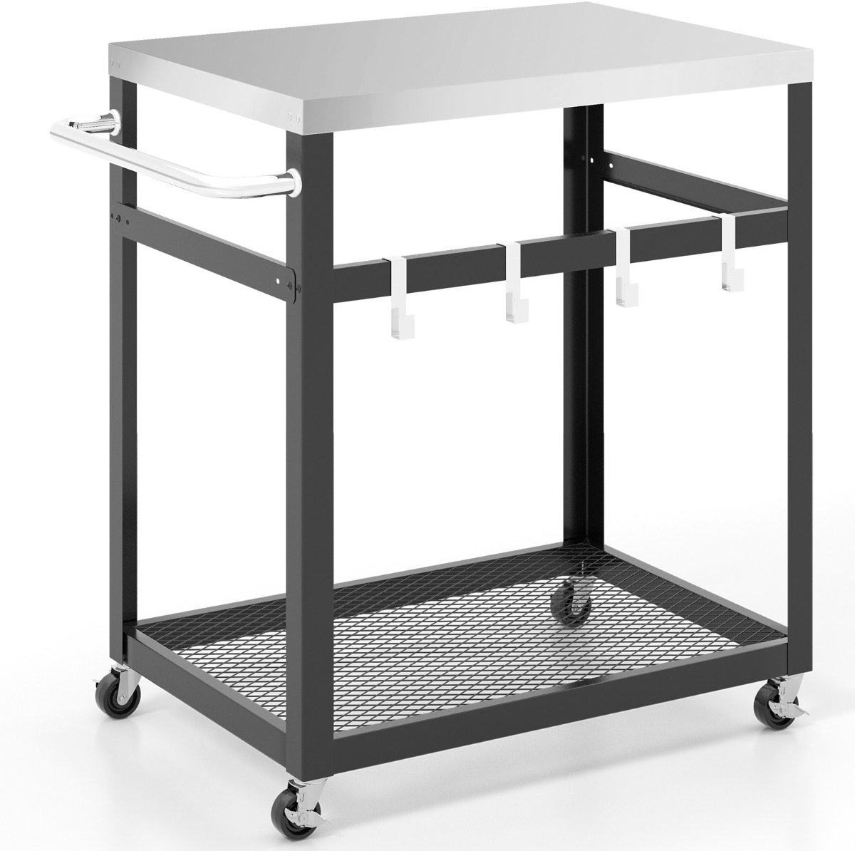 SureDeal® - Kamper - Grillkar - Niveaus Roestvrij Staal - Haken Multifunctionele Kar - Wielen - 83,5x50,5x84,5 cm - Donkerbruin