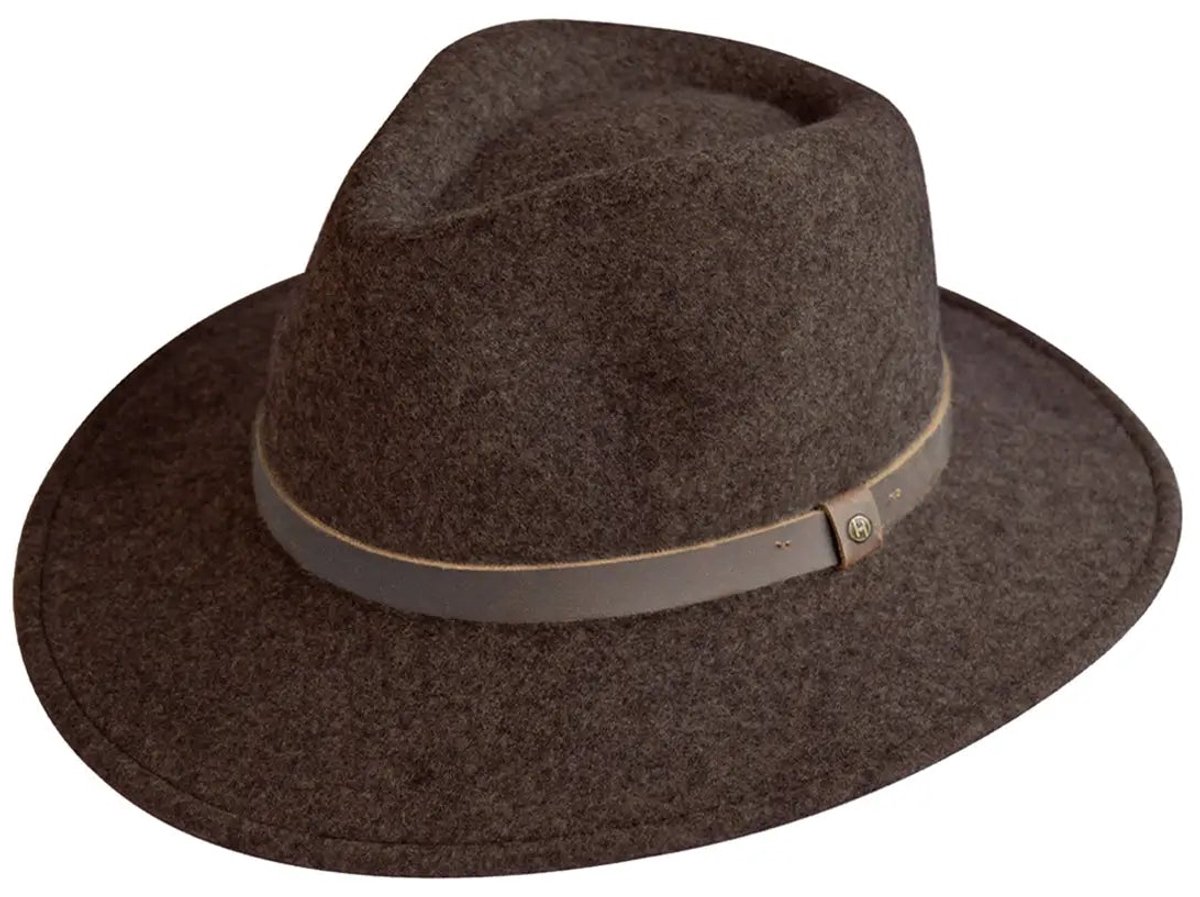 Wilde Fedora - Vilten Hoed Dames Heren 100% Wolvilt - Maat: M-L: 58 cm - Mixed Chocolate