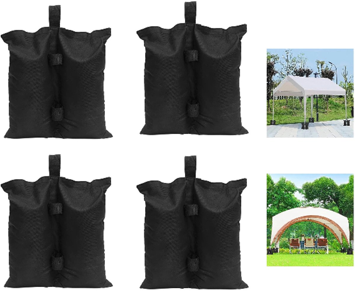 4 stuks-Zandzakken als contragewicht voor luifels - Zandzakken voor buiten - Zandzakken voor het vastzetten van tenten - Winddichte en stabiliserende zandzakken - Zwart - 38*35,5 cm - Geschikt voor luifels, tenten, zonneschermen en terrastrappen