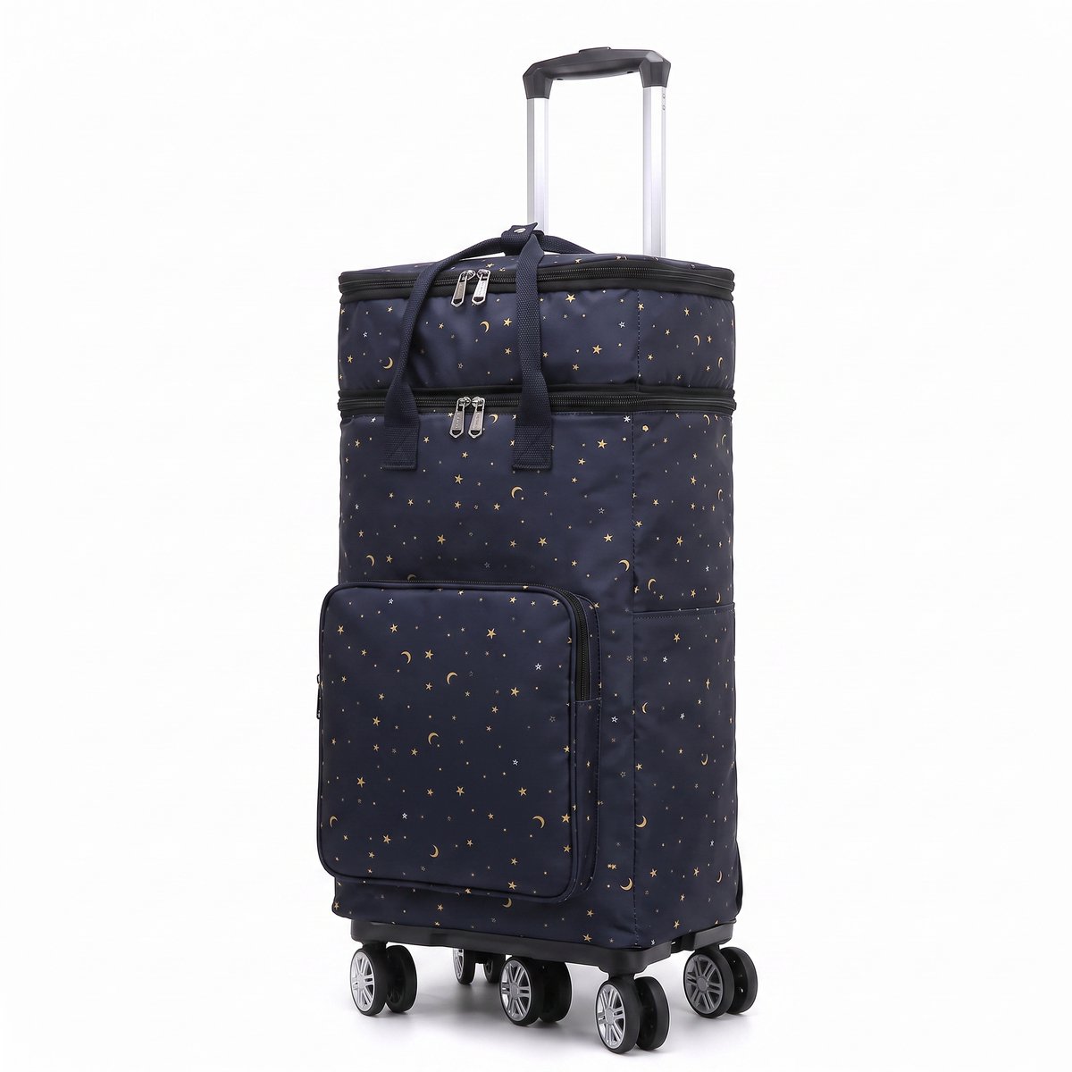 Gotrolly Boodschappentrolley - Plat Inklapbaar - 2 Geïsoleerde Vakken - Met 5 Draaiende Wielen - 100% Waterdicht - Hemellichaam