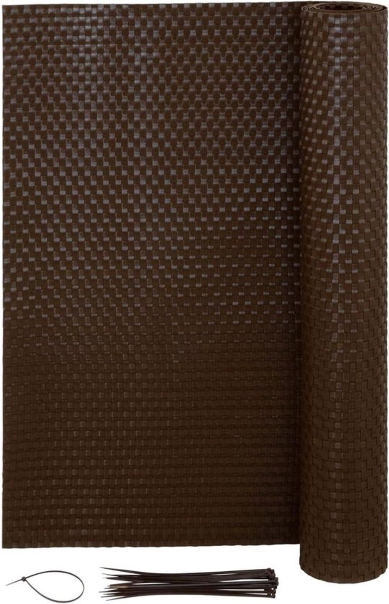 Privacy Scherm Rotan Look - Balkonafscheiding Tuindoek - Terras en Balkon - Dubbel Gaas Hek - 1 x 5m - Bruin