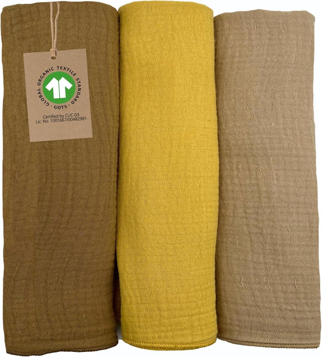SnelShoppen - Set van 3 Organische Katoenen Baby Kruikdoeken 60 x 30 cm - Absorberende Muslin Doeken voor Kinderen - Ideaal als Spuugdoek, Luier en Wa