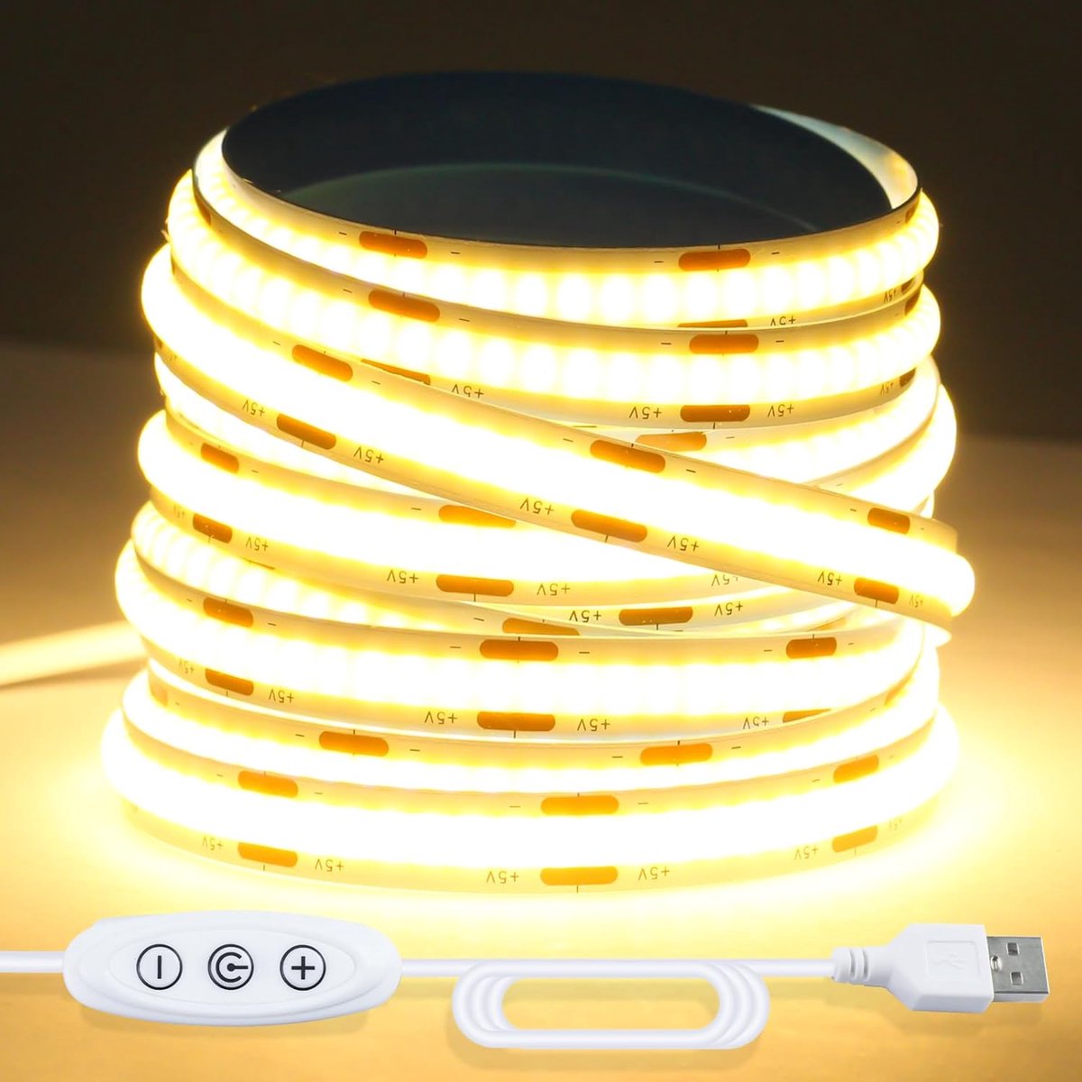 SnelShoppen - LED Strip COB 3M Dimbaar USB Warm Wit 3000K voor TV Achtergrondverlichting, Kasten, Spiegels en Slaapkamer Decoratie (960 LEDs)