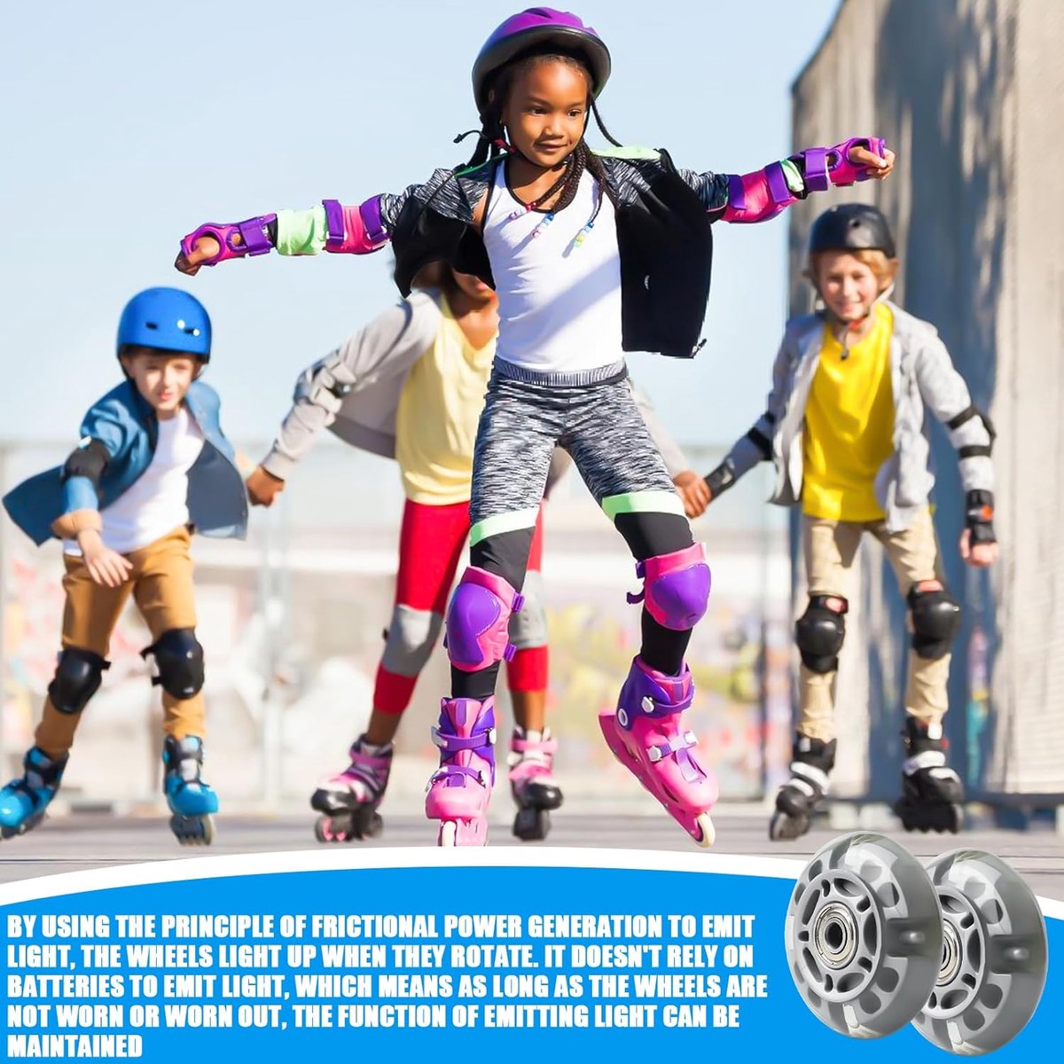 SnelShoppen - Inline Skates Wielen 72 mm, 8 LED Wielen met Lagers, Duurzaam en Geluidsarm, Geschikt voor Volwassenen en Kinderen, Transparant en Zilve