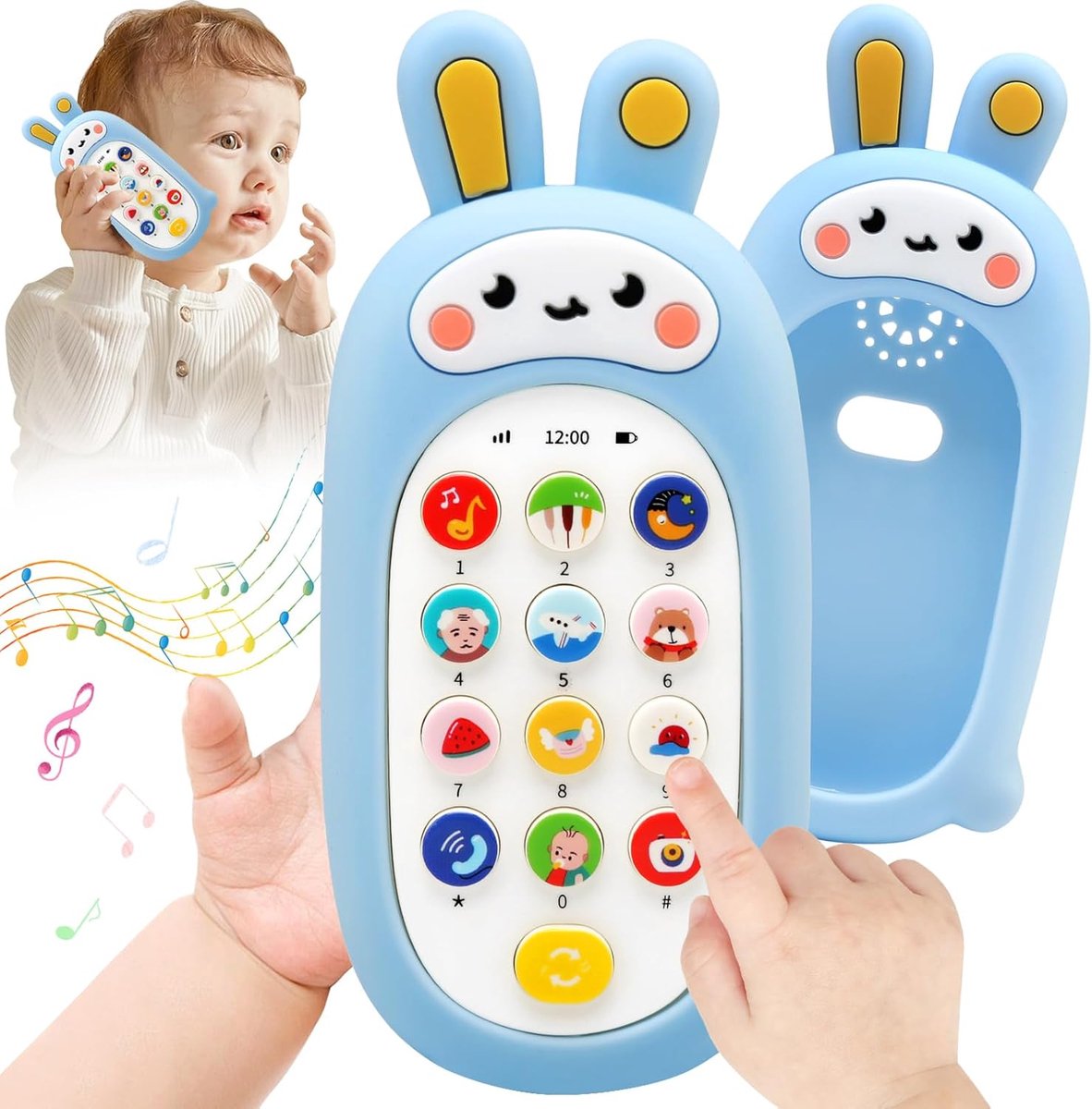 SnelShoppen - Kinderen Mobiele Telefoon Speelgoed vanaf 1 Jaar, Babytelefoon met Muziek en Geluid, Konijnspeelgoed Smartphone als Leermobiele Telefoon