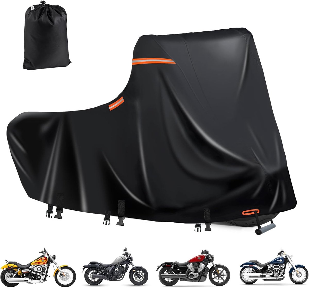 SnelShoppen - Scooter Tarpaulin Waterproof 600D Motorhoes met 5 Reflecterende Strepen en 2 Ventilatieopeningen voor Buitenbescherming (3XL)
