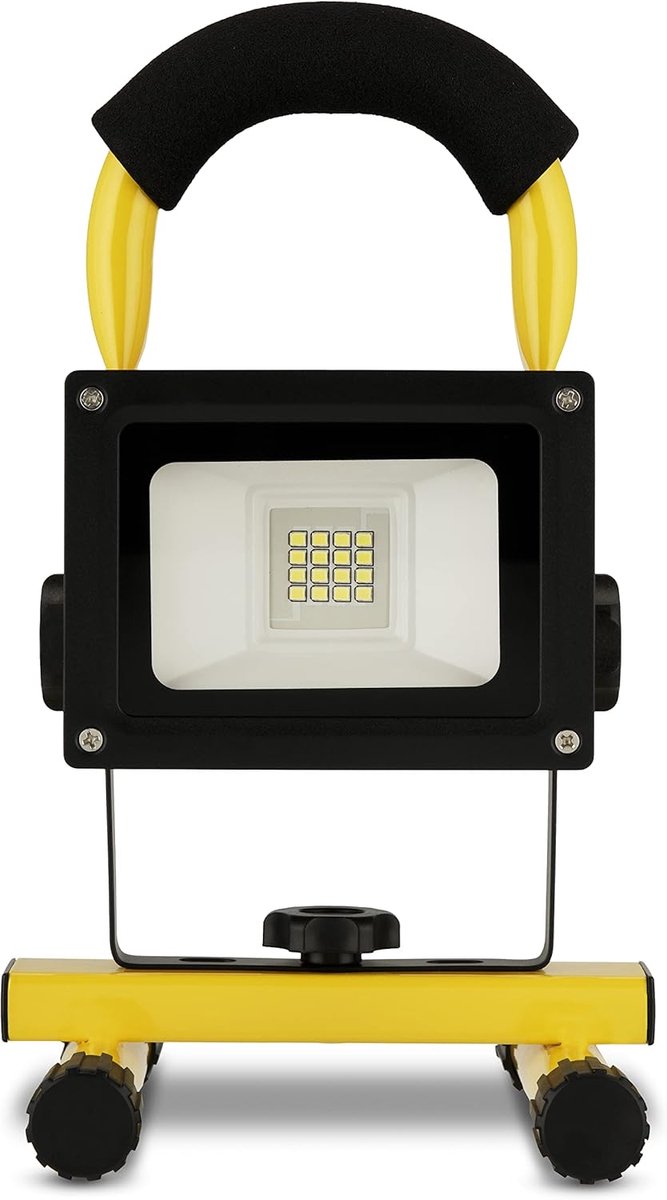 SnelShoppen - LED Werklamp 13W - Oplaadbare Bouwlamp 1200lm - IP44 Waterdicht - Zwart-Geel - Ideaal voor Buiten, Camping, Tuin en Klussen