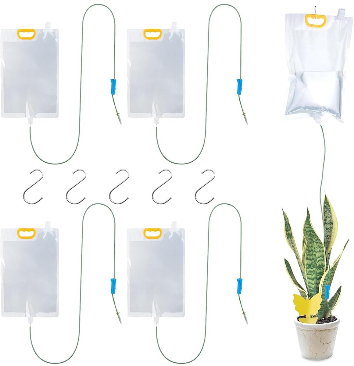 SnelShoppen - Drip Irrigation Bags 5 Stuks Automatische Irrigatie Systemen voor Planten - 3 Liter, Duurzaam ABS, Binnen en Buiten Tuin, Irrigatie Appa