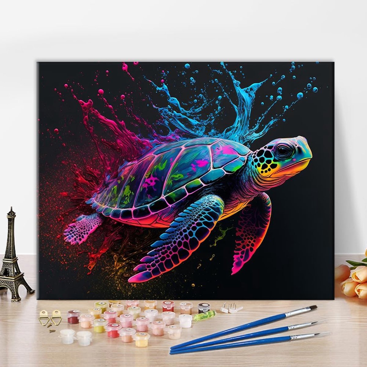 SnelShoppen - Sea Turtle Paint-by-Number Kit voor Volwassenen en Kinderen - DIY Schilderen op Canvas met Borstels - Creatieve Hobby voor Thuis, 16"x20