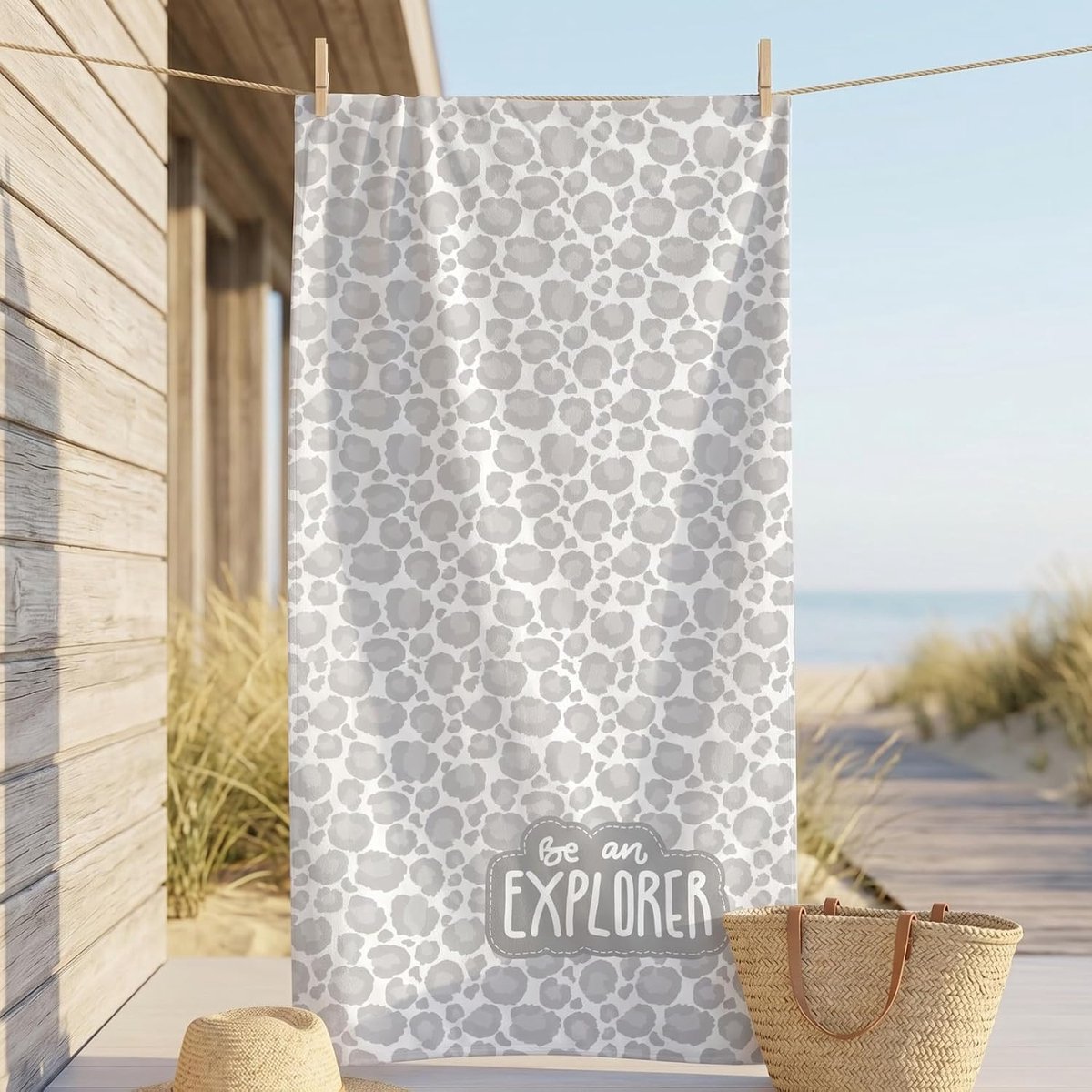 SnelShoppen - Badhanddoek 100x200 cm en Strandhanddoek 70x140 cm, Zacht en Absorberend, Katoen-Polyester Mix, Modern Design voor Volwassenen en Kinder