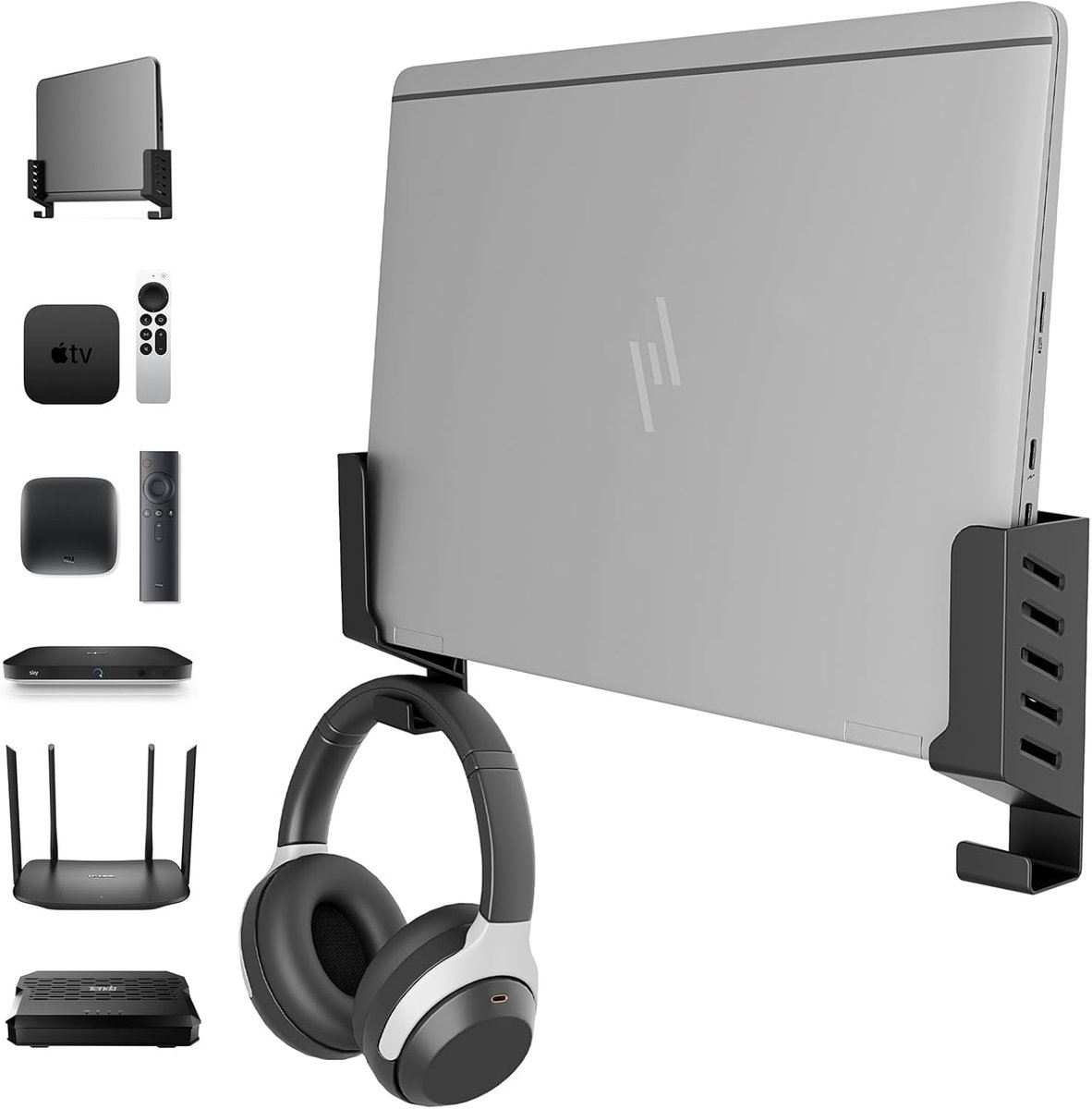 SnelShoppen - Universele Wandmontage Laptop, TV Box, WiFi Router, Modem, Netwerk Switch - Geschikt voor Apparaten tot 4 cm - Ruimtebesparende Oplossin