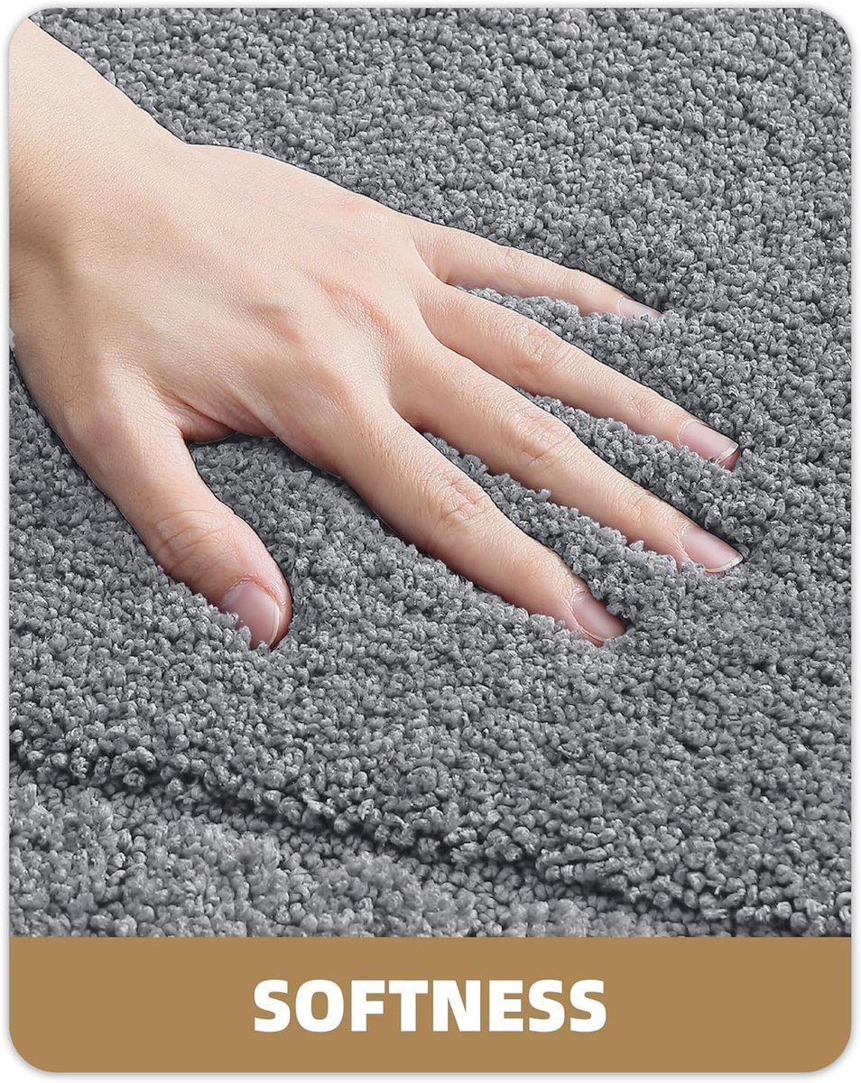 Badmat - Antislip - Wasbaar, absorberend en zacht - Voor badkamer en wasruimte - Donkergrijs - 60 x 90 cm