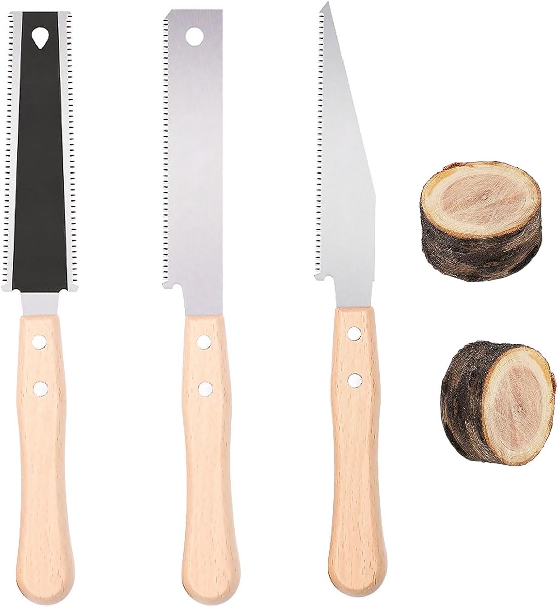 SnelShoppen - 3pcs Japanse Handzaag Set, 310mm Professionele Dubbelzijdige en Danren Pull Saw, 306mm Punt, Mini Handzaag voor Houtbewerking en Tuinier