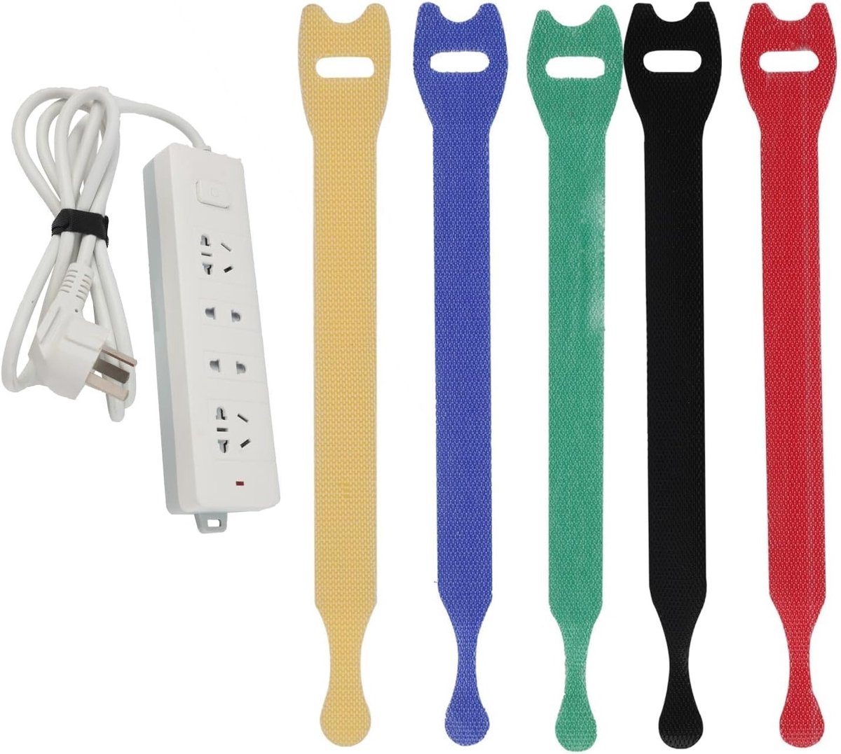 Duurzame Herbruikbare Kabelbinders van 15 cm voor Efficiënte Kabelbeheer, Kleurige Zelfklevende Kabelbinders in Zwart, Blauw, Groen, Rood en Geel, 50 Stuks voor Organisatie