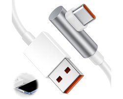 USB C Snellader Kabel 6A 90° 2m voor Smartphone, Tablet en Laptop - Compatibel met Xiaomi, Redmi en Mi Series