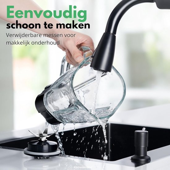 SnelShoppen - Blender Pro 1200 Watt - Smoothie Maker 1.5 Liter met 3 standen voor perfecte smoothies, soepen en sauzen in de keuken van Snelshoppen — afbeelding 4
