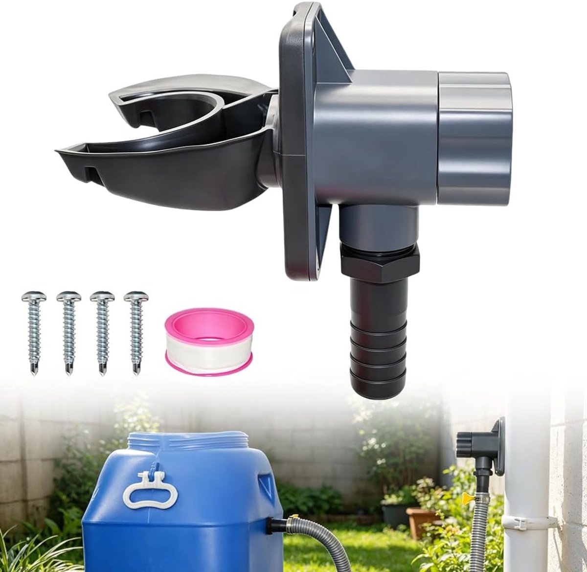 SnelShoppen - Rainwater Collector 70-110 mm, Universele Regenwaterafvoer met Montage Accessoires, Robuuste Wateropvang voor Daken tot 80 m²