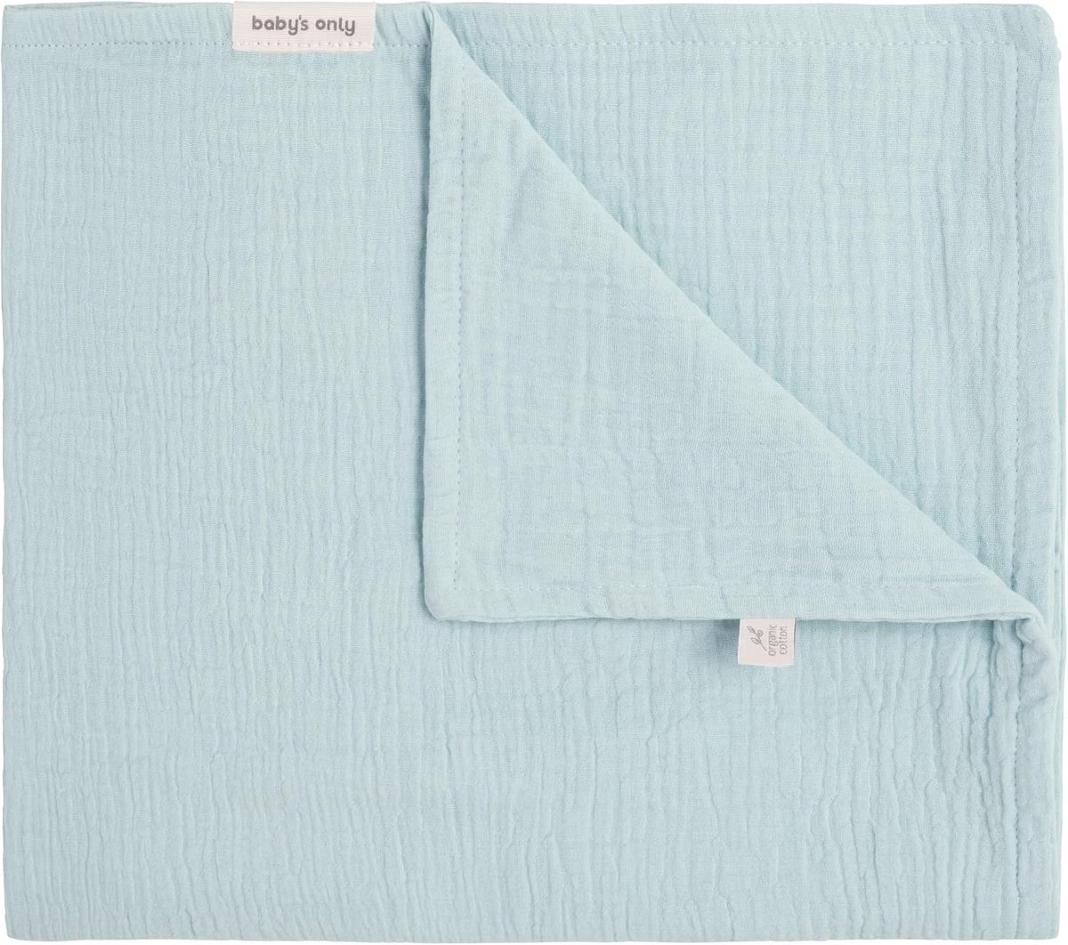 SnelShoppen - Babydeken Fresh ECO - Misty Blue - 100% Ecologisch Katoen - 70x95cm - Zacht en Warm voor Babybedje en Wieg - Ideaal voor Kinderen