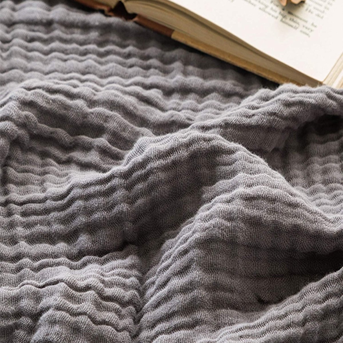SnelShoppen - Muslin Babydeken 100% Katoen 4-Ply Swaddle 100x127cm Lichtgewicht Ademend Zacht Grijs voor Peuters Baby's en Pasgeborenen Alle Seizoenen