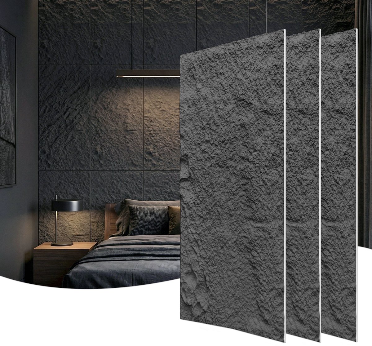 Froadp 6 stuks Plaatwerk met rotslook, 120 x 62 cm, 3 cm dik wandpanelen, PU-wandbekleding Lichtgrijs
