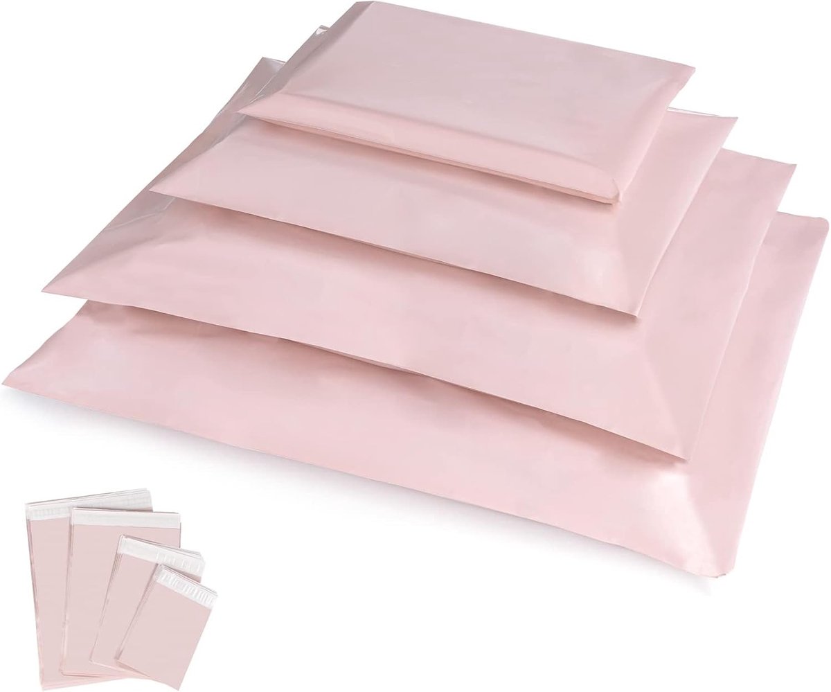 SnelShoppen - Plastic Verzendzakken Set van 100, Opaque en Waterdicht, Zelfklevende Verzendtassen voor Kleding, Textiel, 4 Maten, 17x23cm, 23x30cm, 30