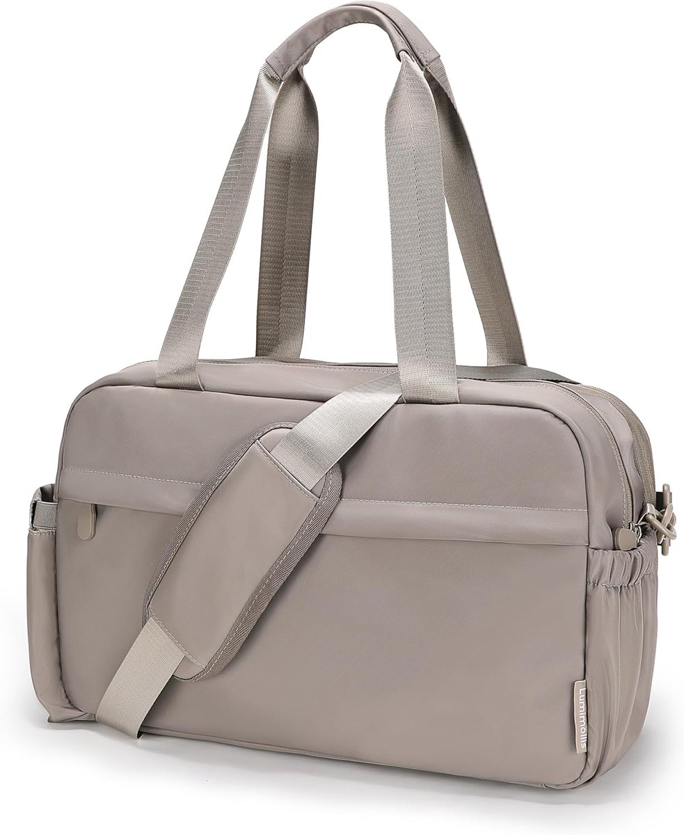 SnelShoppen - Travel Bag Duffle Bag Weekender Bag Expandable Compartment Handbagage 40x20x25cm Bruin voor Weekendtrips, Backpacking, Luchtvaart
