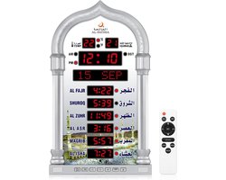 Digitale Azan Horloge met Wereldwijde Gebedstijden - Zilver