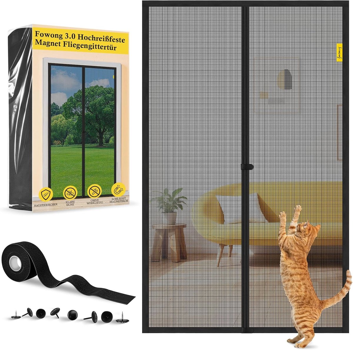 SnelShoppen - Insectenwerend Hor voor Balkon- en Terrassdeur 200 x 220 cm - Tear-Resistant Nano Grid - Zwart - Duurzaam en Geurloos - Ideaal voor Buit