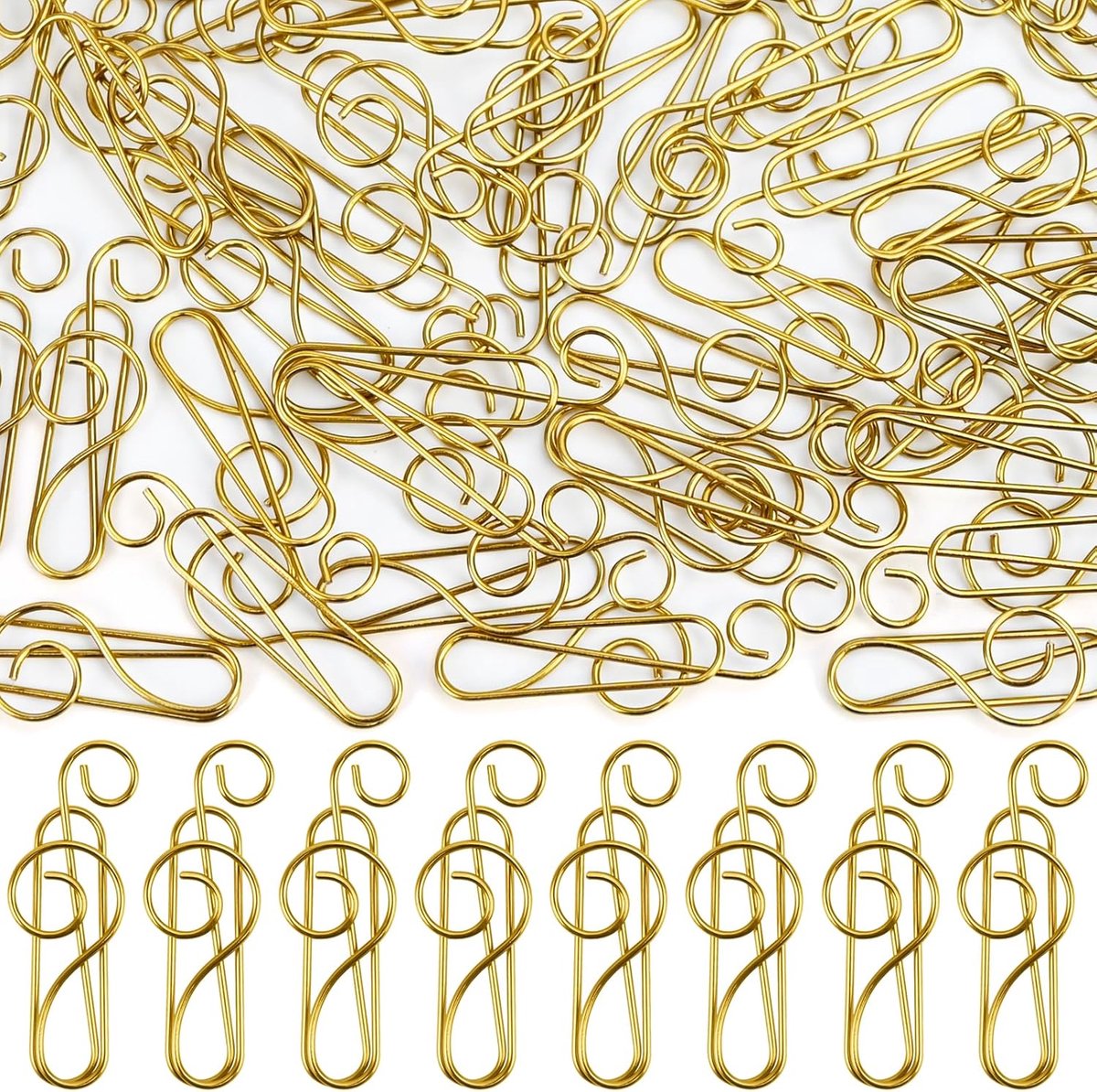 SnelShoppen - 50 Stuks Gouden Muziek Motief Paper Clips - Metalen Paper Clips, Decoratieve Boekenleggers, Notities, Kantoor, School, Notebook, Cadeaus