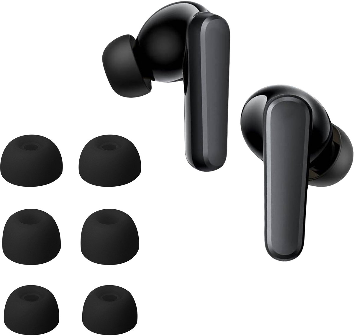 kwmobile 6x cover voor in-ear oortjes geschikt voor Anker Soundcore P20i - Vervangende oordopjes van siliconen in zwart - 3 maten