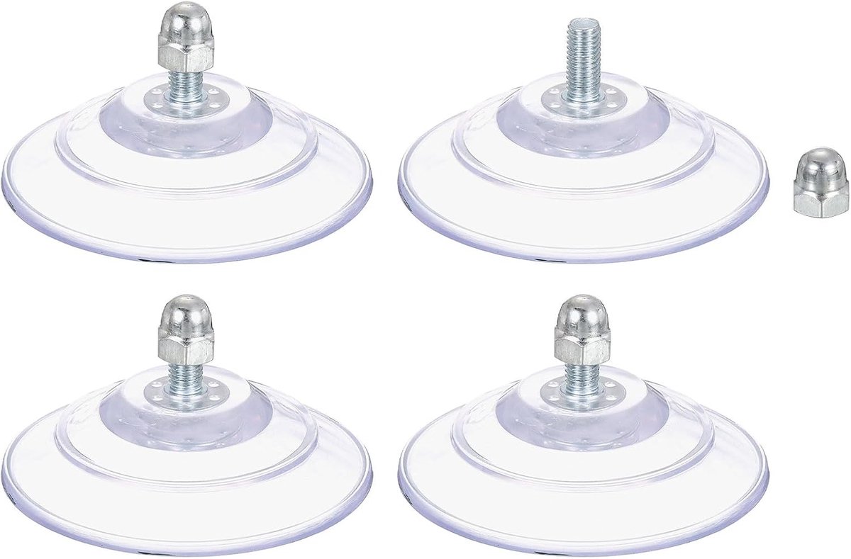 SnelShoppen - 10 Stuks Suction Cups Voor Glas - 90 mm Transparante PVC Zuignappen met M8 x 18 mm Schroeven - Voor Ramen, Badkamer, Deuren, Glaswand, A
