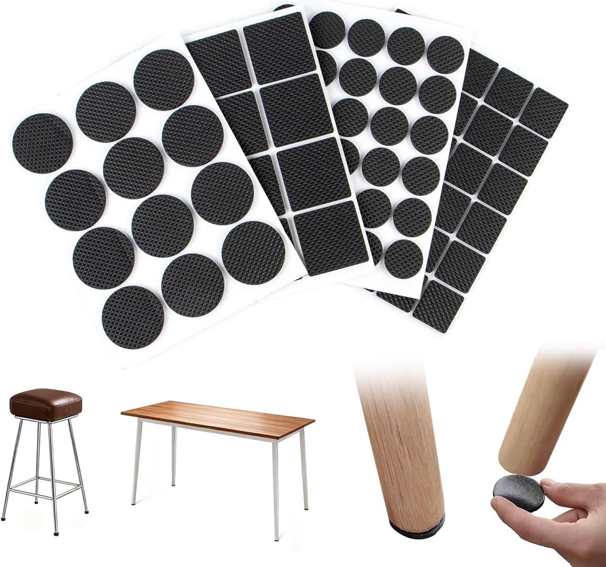 EVA Meubelpootverhogers, Zelfklevend en Antislip, Geluidsreducerende Verhogers voor Stoelen, Tafels en Bedden, 84 Stuks, 4 mm Dikte