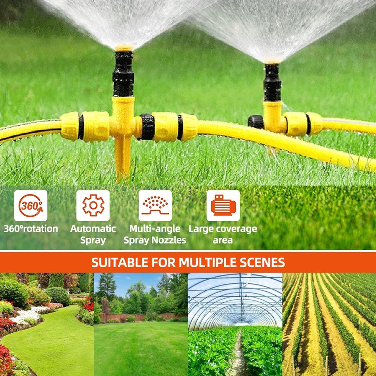 SnelShoppen - Tuinsproeier 360 graden, automatische draaibare gazonsproeier set van 3, instelbaar irrigatiesysteem voor tuin, planten, groenten en blo
