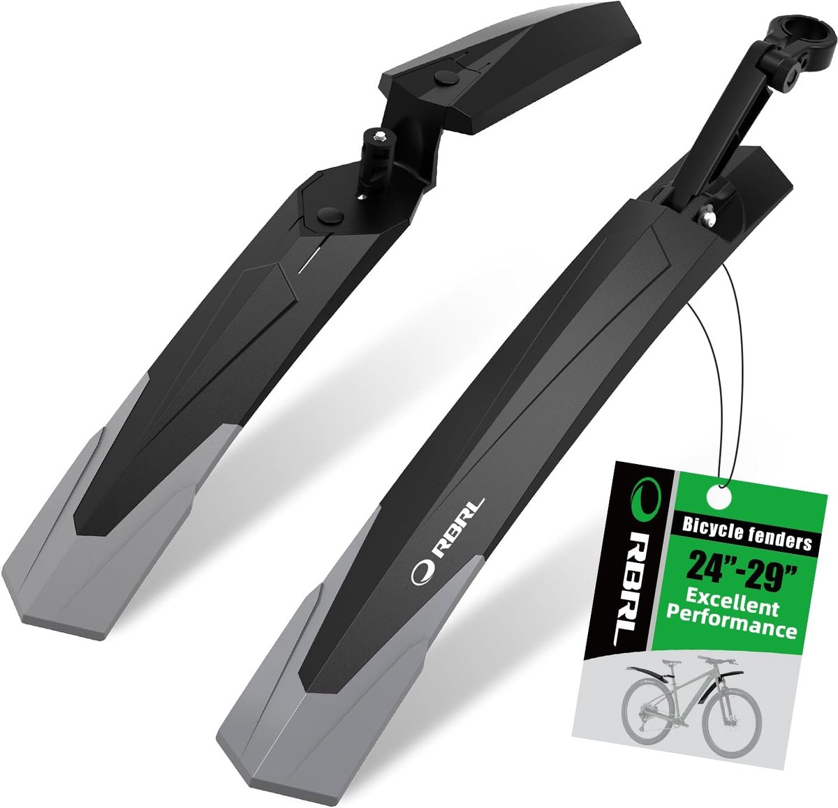 SnelShoppen - Fietsspatbordenset 24-29 inch, Universele Spatborden voor Mountainbike, Spatbord MTB, Duurzaam Kunststof, Set voor Voor- en Achterwiel