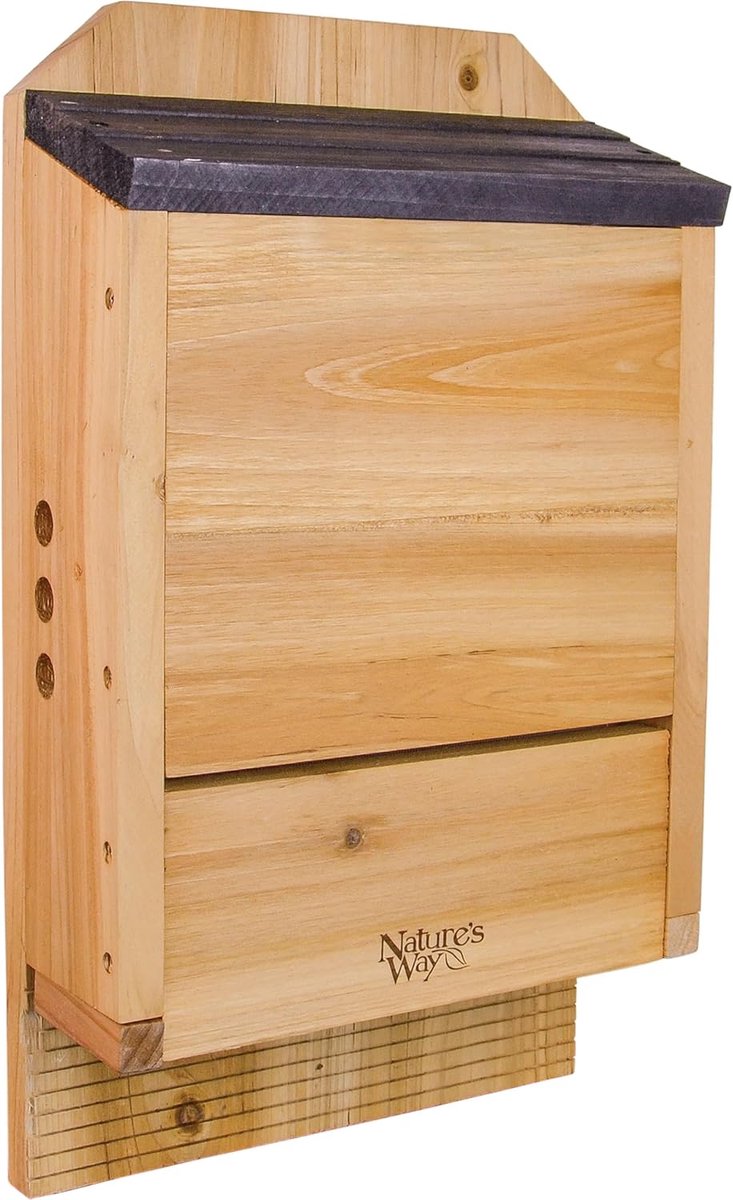 SnelShoppen - Triple Chamber Ceder Bats Huis voor Bats, 20.5" x 12" x 5", Makkelijk Grip Nylon Hangnet, Rvs Schroeven, Tuin Decoratie