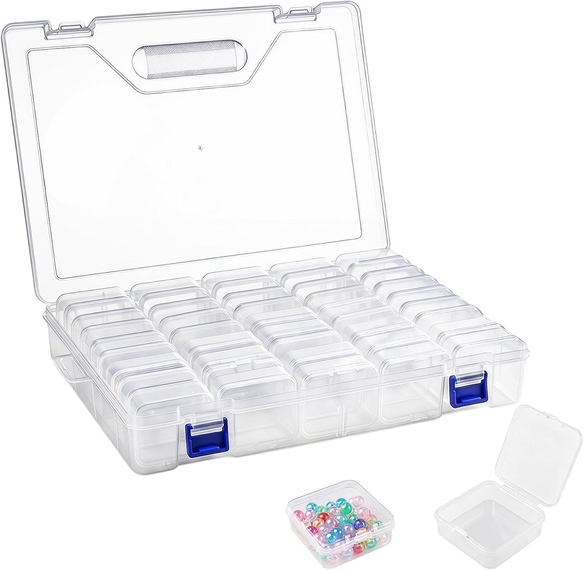 SnelShoppen - 46 Stuks Kralenopbergdoos met Deksel - Transparante Sorteerdoos, Stapelbaar voor Kleine Sieraden, Knutselbenodigdheden, Bureau-organisat